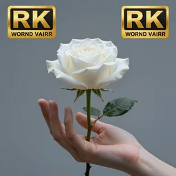 a human hand holding a magical white rose, realistic, 8k, award winning photo