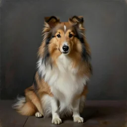 a creepy painting of a sheltie dog, by beksinski, ultra detailed, 4 k