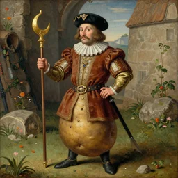 A potato in imperial attire, medieval painting