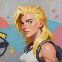 greg manchess portrait painting of lisa of lupu tepes as overwatch character, blonde hair, medium shot, asymmetrical, profile picture, organic painting, sunny day, matte painting, bold shapes, hard edges, street art, trending on artstation, by huang guangjian, gil elvgren, ruan jia, greg rutkowski, gaston bussiere