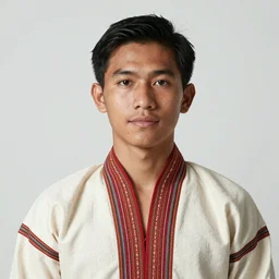 Face of a young pre-colonial Filipino man in his 20s wearing traditional costume, photographed by Steve McCurry