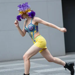 iris van herpen anime cosplay, runaway photography, vivid colors, high detail