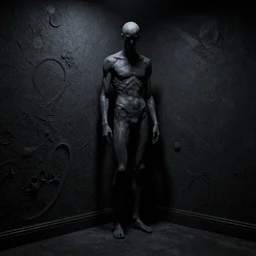 slender man in the corner of the dark room, hypermaximalistic, high details, cinematic, 8k resolution, beautiful detailed, insanely intricate details, artstation trending, octane render, unreal engine