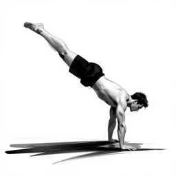 abstract minimal thick brush strokes of male calisthenics fitness, abstract minimalist line art, beautiful, flowing brush strokes, energy, dramatic, digital art trending on artstation