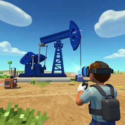 metaverse oil and gas company rpg game, virtual reality, glitched, nintendo