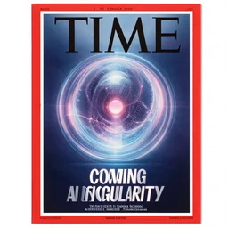 TIME magazine cover, the coming AI singularity, by the Vanessa Beecroft and Sandra Chevrier