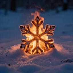 burning snow flake, fire