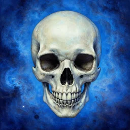 alien skull on blue cloud nebula background, acrilic paint, digital, artstation, detailed intricate ink illustration, heavenly atmosphere, digital art, overdetailed art, concept art, complementing colors, trending on artstation, cgstudio, the most beautiful image ever created, dramatic, subtle, details, award winning artwork, beautiful scenery