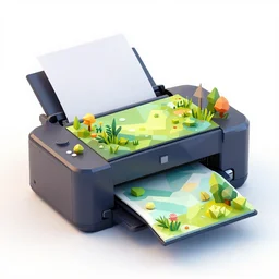a printer printing colorful nature, low poly, on white background, isometric art, 3 d render, insanely detailed, artstation, concept art, behance, ray tracing, smooth, sharp focus, ethereal lighting