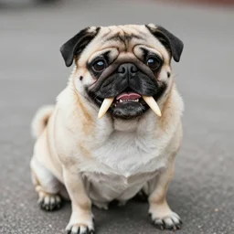 a Walrus-Pug Hybrid, A Walrus that looks like a pug, huge tusks, afternoon hangout, good times photograph, candid