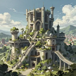 a beautiful detailed anime illustration of architecture castle urbex by alejandro aravena, cyberpunk, archdaily, wallpaper, highly detailed, trending on artstation.