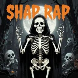 spooky scary skeletons rap album cover, album cover