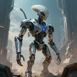 an alien building a robot, sci-fi art, must be like the picture of the day, masterpiece, epic, stunning, gorgeous