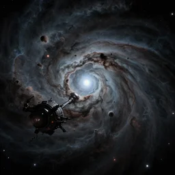 panorama of an ominous dark nebula with a derelict stargate, eve online, octane render