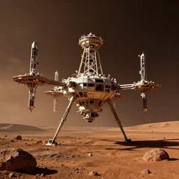 beautiful photograph of a marxist space colony on mars