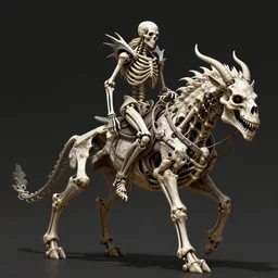 skeletor riding on a skeleton beast, trending on artstation, ultra detailed, digital art