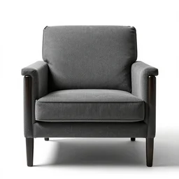 industrial mid-century armchair, professional product shot, isolated on a pure white background, centered, entire object in frame, sharp focus, soft studio lighting
