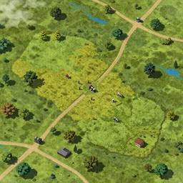 Top down view of a prairie, dnd, battlemap, digital art