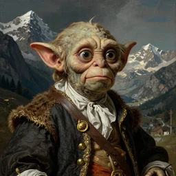 Napoleon at the Saint-Bernard Pass by Jacques-Louis David with Gollum face