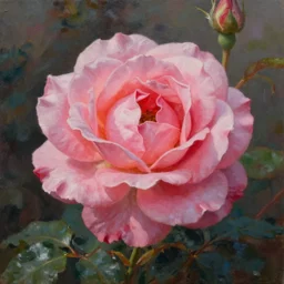 oil painting colorful pink rose by la fe
