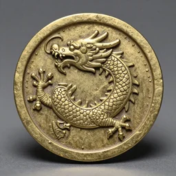 a dragon carved coin