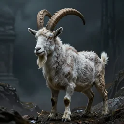 the devastating wise goat, dystopic, fantasy, h.p. Lovecraft, highly detailed, HD, 8k