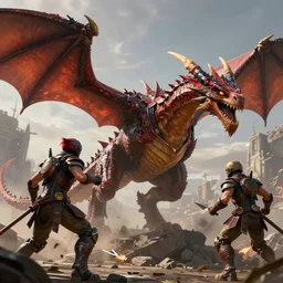 Ender Dragon Battle, detailed, realistic, dramatic lighting, epic, trending on artstation