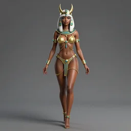 full length complex 3 d hyper realistic smooth ultra sharp render of a gorgeous light skinned african woman with white hair | bikini, chains | demoness, succubus, egyptian goddess | medieval, fantasy, d & d, unholy | intricate, highly detailed, octane render | art by 吵 集 仁 儿 on artstation + oh jinwook + sakimichan