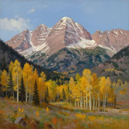 painting of maroon bells, aspen, colorado, oil on canvas, by albert bierstadt, artgerm, greg rutkowski