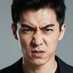 an angry, handsome male