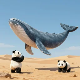 whale as elephant : as panda in the desert, photography by mc escher