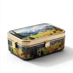 luxurious lunch box, stylized 3d render, isolated on a pure white background, centered, entire object in frame, sharp focus, soft studio lighting