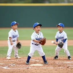 Babies playing baseball