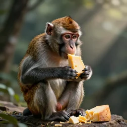 monkey eating cheese
