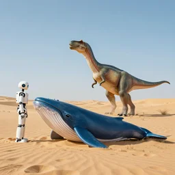 🐋🤖🦕👽🐳 in desert, photography by bussiere rutkowski andreas roch