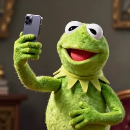 kermit the frog taking a selfie