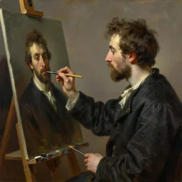 paintiing of a man painting a picture of a man painting a picture of himself by emile friant