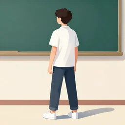 youth standing, angle from behind, illustrative photo
