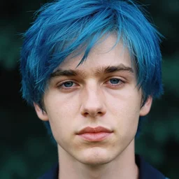 a photo of skyler white with blue hair, portrait, ektachrome, closeup, f / 2 2