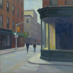new york city life edward hopper - style painting