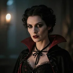 A beautiful portrait of a lady vampire, victorian, ominous, depth of field, bokeh, irwin penn, soft light, cinematic