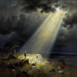 a painting combining the styles of Hiroo Isono and Frank Frazetta