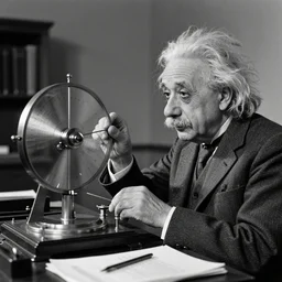 a 1 9 5 0 s photograph of albert einstein working on a time machine, solo focus,