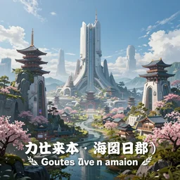 Futuristic Japan, vibrant, fantasy landscape