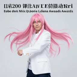 photo of a middle aged man in an anime girl cosplay, long pink hair, studio photo, dynamic lighting, hdr, award winning photo