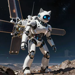 The hubble space telescope but it's a robot anime catgirl