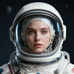retrofuturistic portrait of a woman in astronaut helmet, planet graphics, close up, quint buchholz, wlop, dan mumford, artgerm, liam brazier, peter mohrbacher, 8 k, raw, featured in artstation, octane render, cinematic, elegant, intricate, 8 k