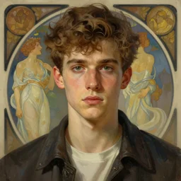 full figure young man, by greg rutkowski and alphonse mucha, highly detailed portrait, digital painting, artstation, concept art, smooth, sharp focus illustration, artstation hq