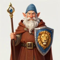 a detailed portrait of a dwarf cleric holding a shield with a lion face on it, by justin gerard and greg rutkowski, digital art, realistic painting, dnd, character design, trending on artstation