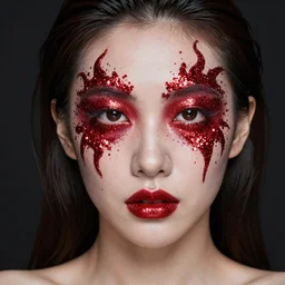 Demon made out of red glitter